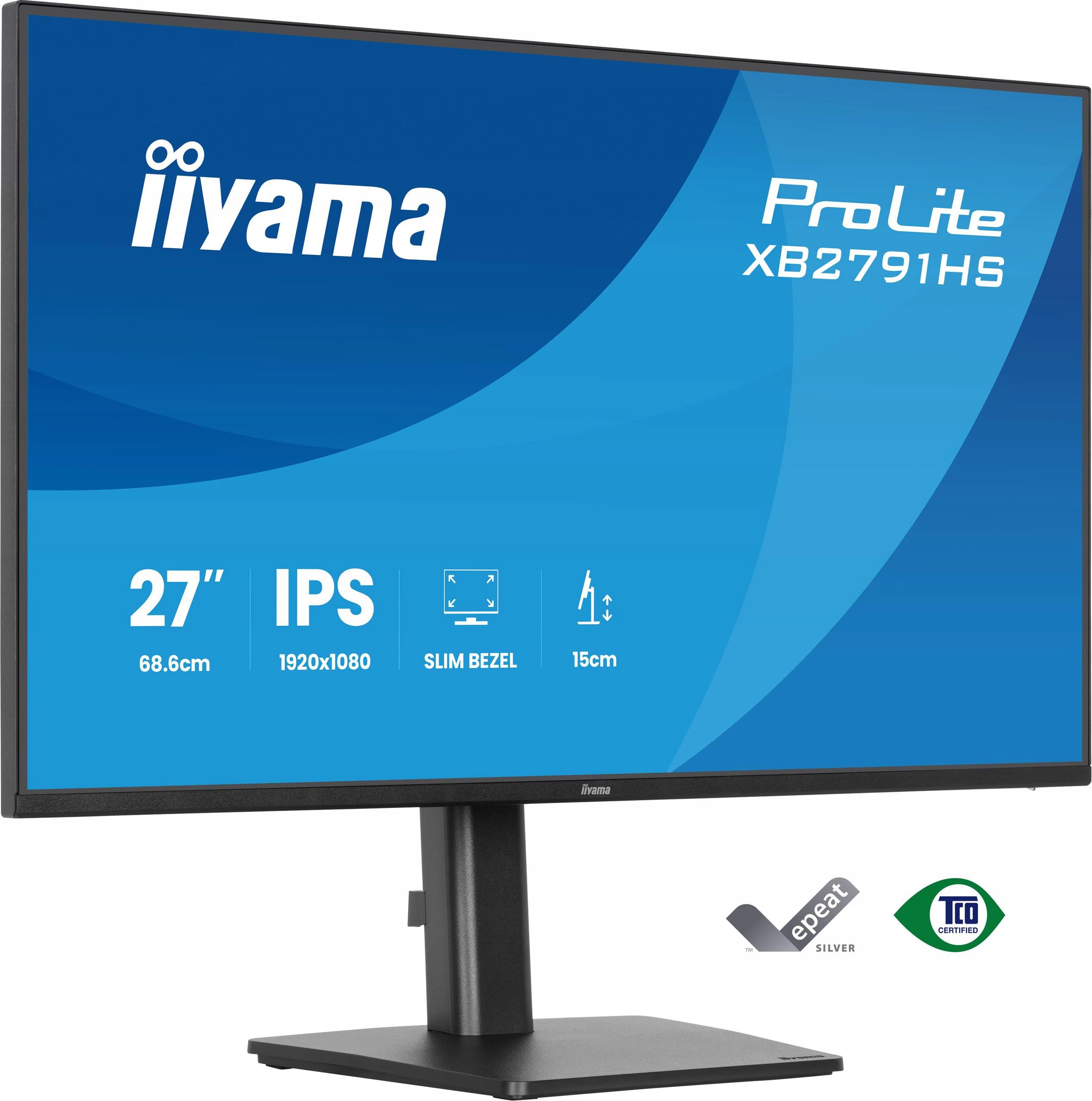 Iiyama XB2791HS-B1 Led monitor Hdmi DisplayPort Ips 120Hz 1ms Má Otočný Systém