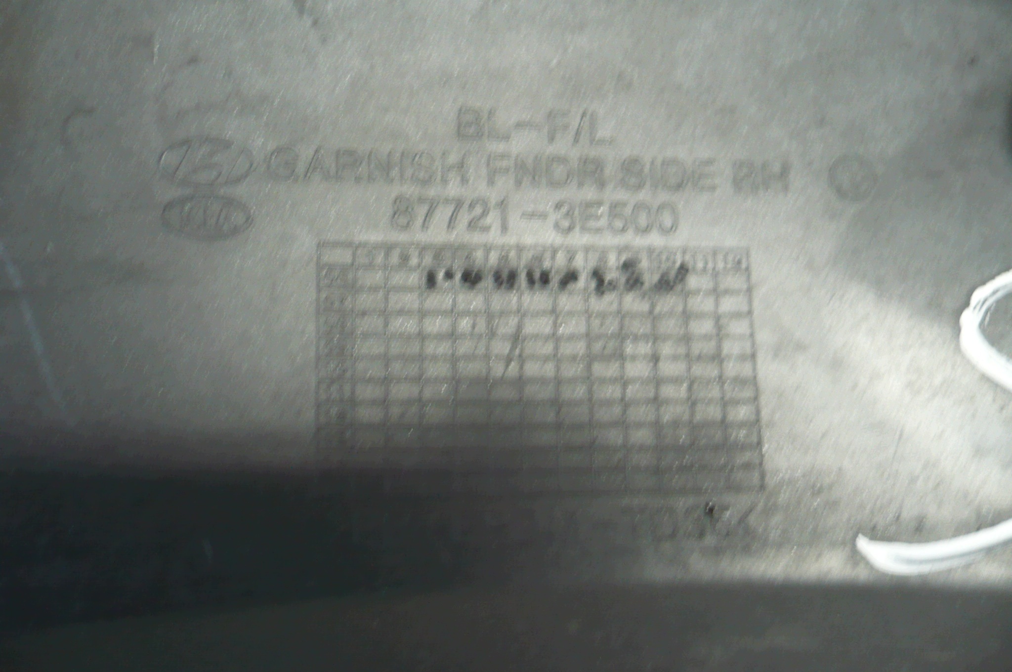 KIA SORENTO e 2006- modanatura parafango Destro Anteriore Originale
