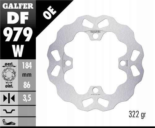 Galfer Brzdový Kotúč Zadný Yamaha Yxr 700 Rhino '08- Wave (184X86X3,5 MM)