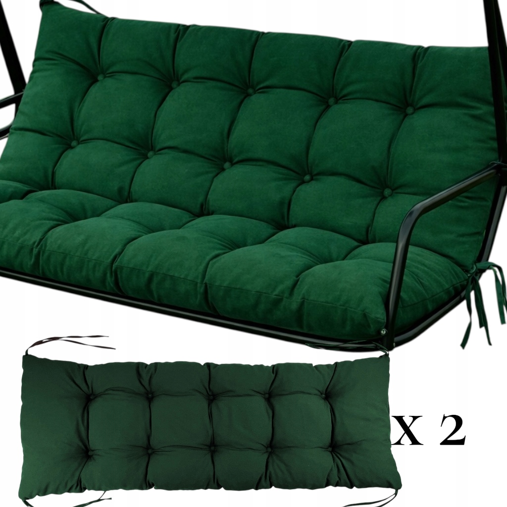 Polštáře na zahradní houpačku 150x50 sada 2 ks lahvově zelená barva