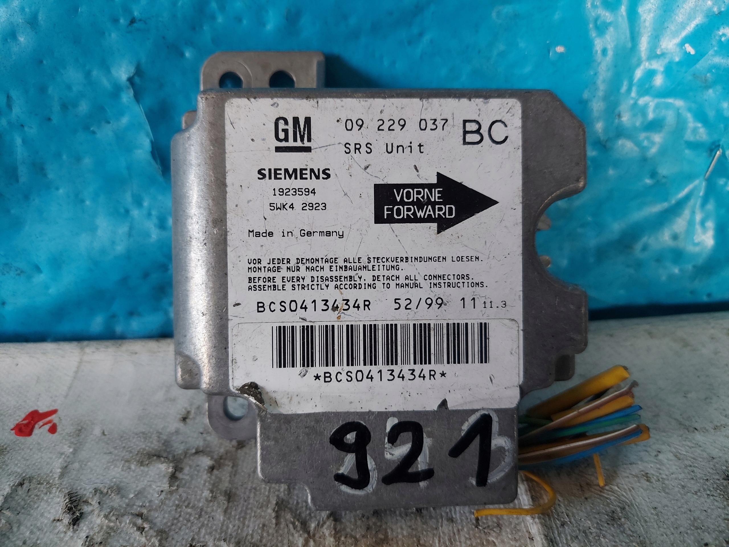 ASTRA G 09229037 SENSOR airbag