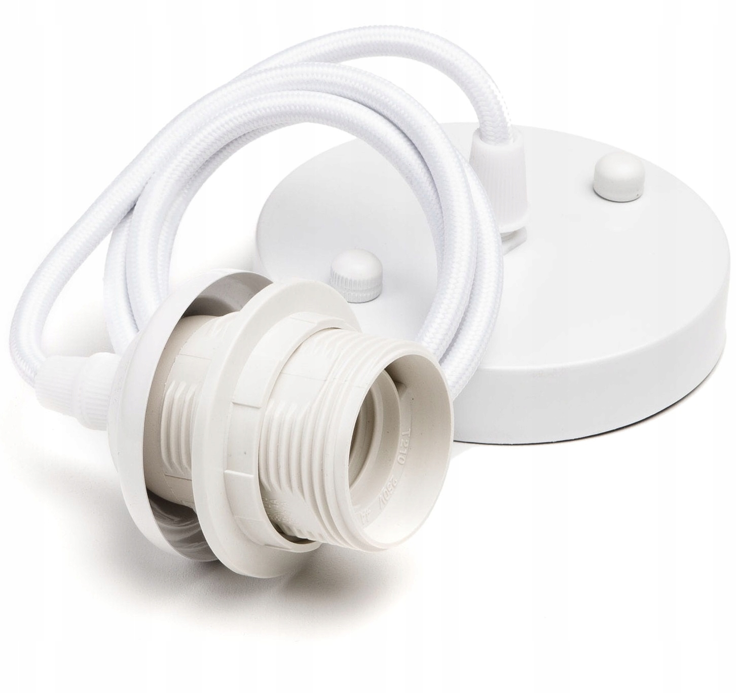

Kabel biały w oplocie z oprawą do lampy E27