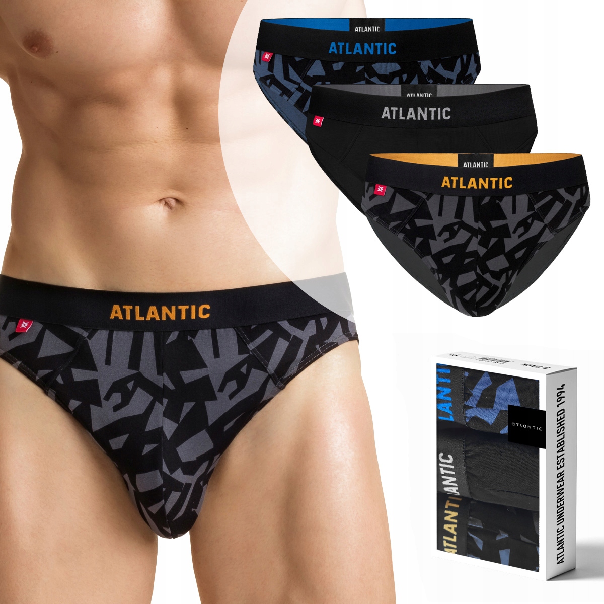 

3x Wygodne slipy Atlantic z odkrytą gumą 104-2 *XL