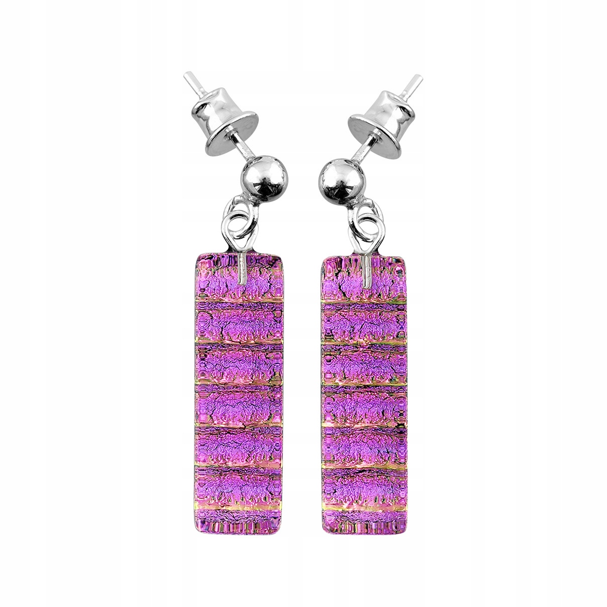 Dámské růžové Náušnice Harf, muránské sklo