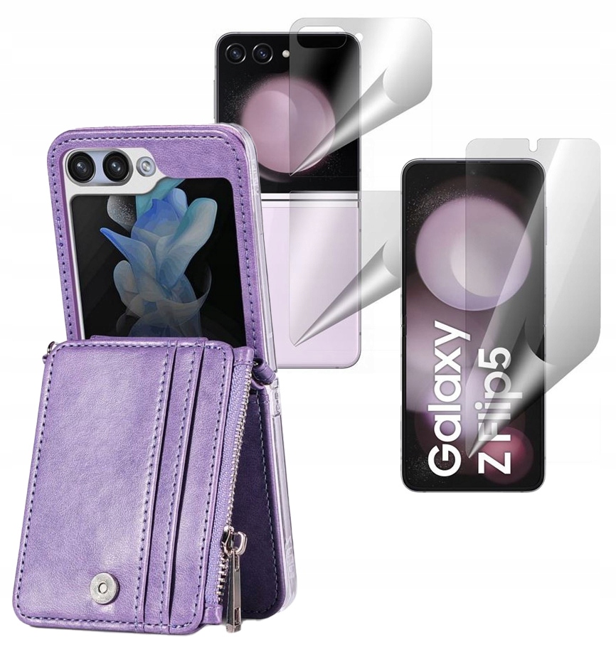 Etui do Samsung Galaxy Z Flip 5 Leather Case Pokrowiec Zipper fiole I Folia