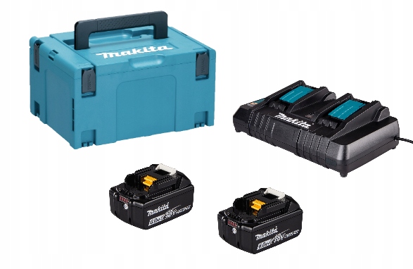 Zestaw zasilający 18V Makita 2x6,0Ah BL1860 z ładowarką podwójną DC18RD