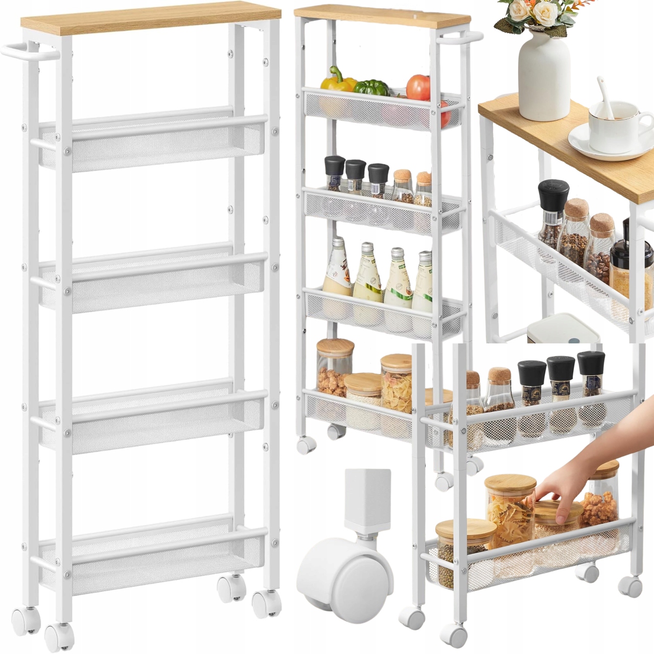 Regál Kuchynský vozík na kolieskach Skriňa Výklenková polica do kuchyne Kúpeľne