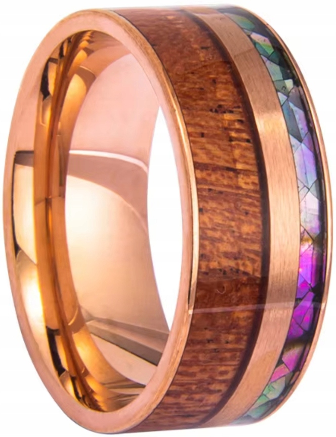 Prsten Růžové zlato s dřevem a perlovou hmotou Sygnet Luxus Elegance