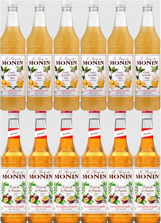 6x Syrop Cloudy Monin baza, 6x Marakuja Monin