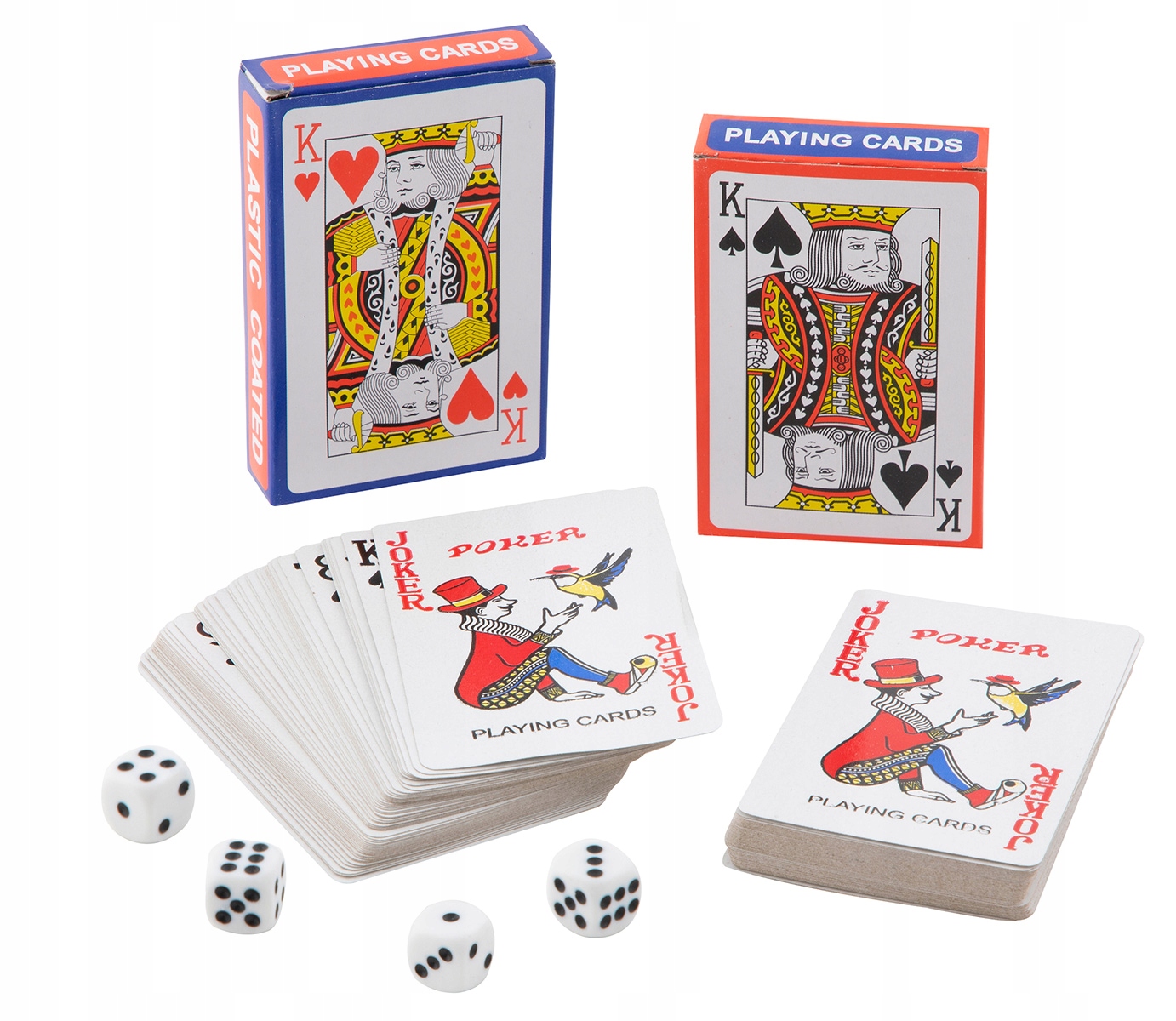 KARTY do GRY klasyczne 2 TALIE 4 KOSTKI - ETUI Nazwa 2 SETS PLAYING CARDS 4 DICE