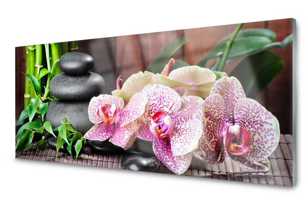 

Panel szklany do kuchni Bambus Zen Kwiaty 125x50