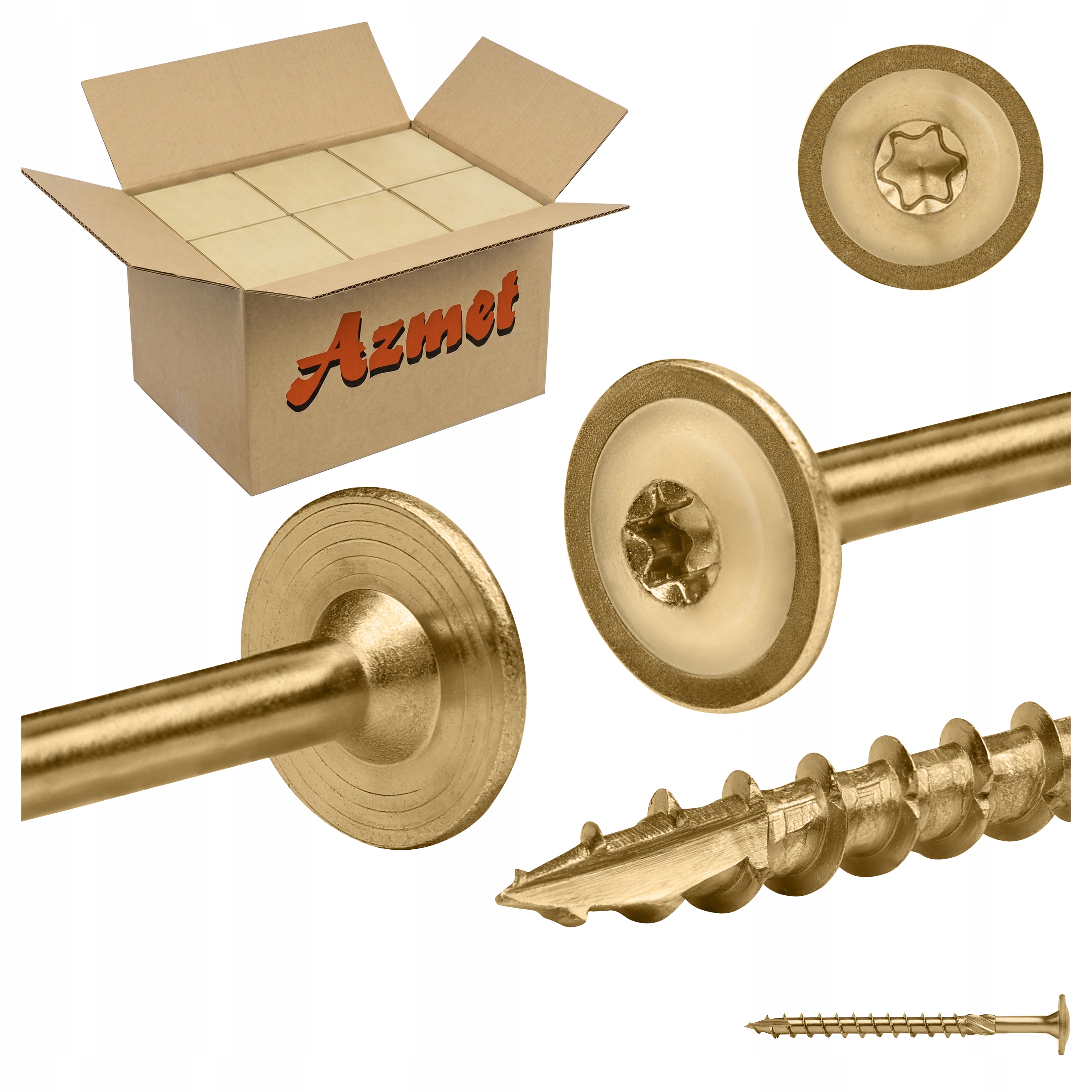 Tesárske skrutky 10x120 mm Torx do dreva tanierové 300ks Azmet WCT10120