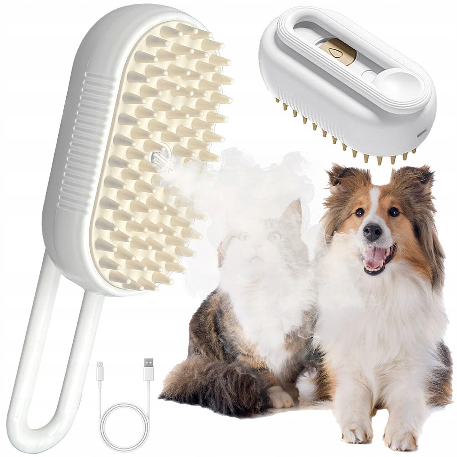 Levně 3V1 Parní Kartáč Pro Kočku A Psa, Který Samočistí A Odstraňuje Srst, Hydratuje