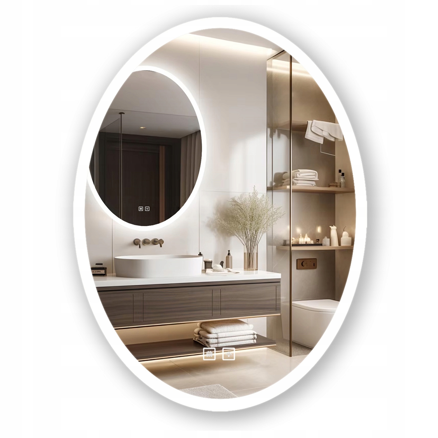 Zrcadlo 60x80 cm Podsvícené Nástěnné Pro Make-up Dotyk