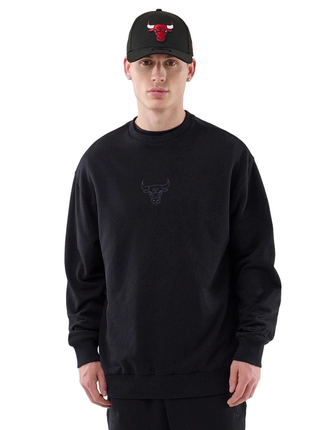 pánská mikina bez kapuce New Era fleecová Chicago Bulls nba černá oversize