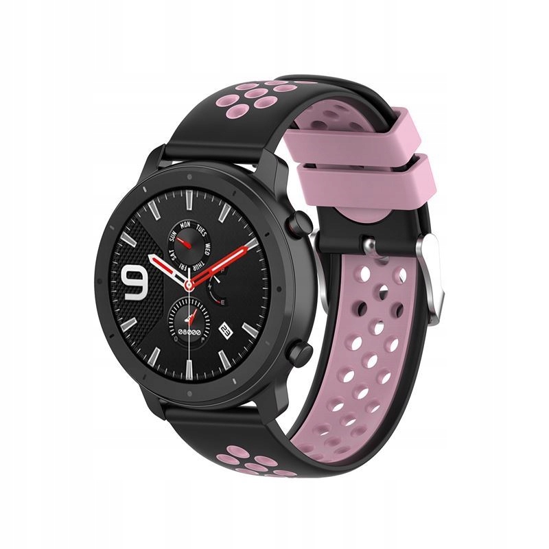 

Pasek Silikonowy do smartwatcha szer 22mm czar+róż