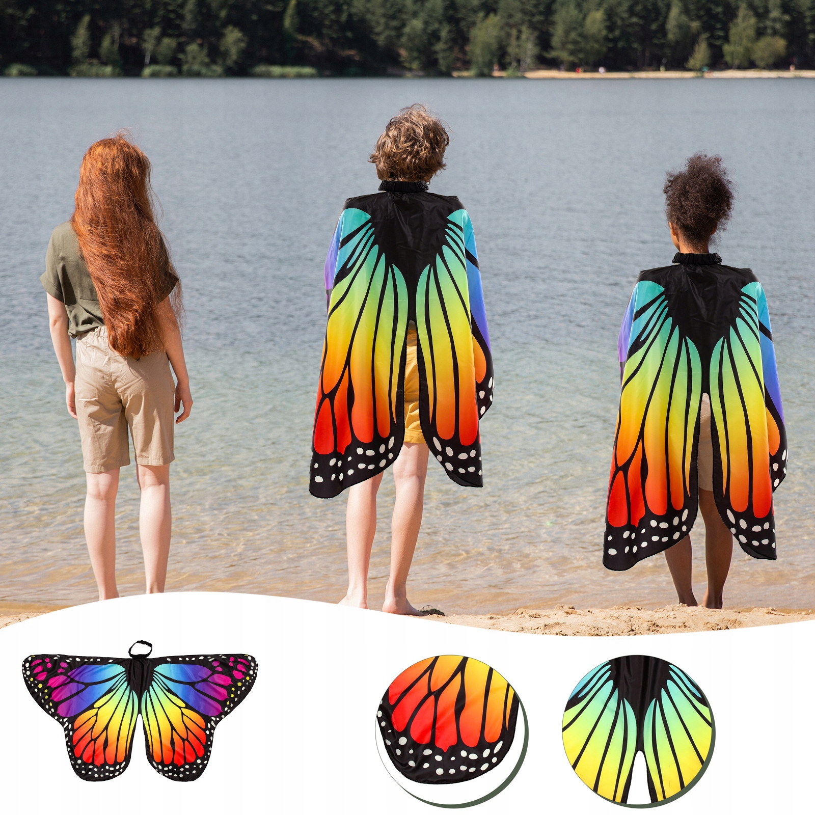 DZIECIĘCE MOTYLE SKRZYDŁA MASKA PELERYNA PELERYNA COSPLAY OPASKA Kolor wielokolorowy