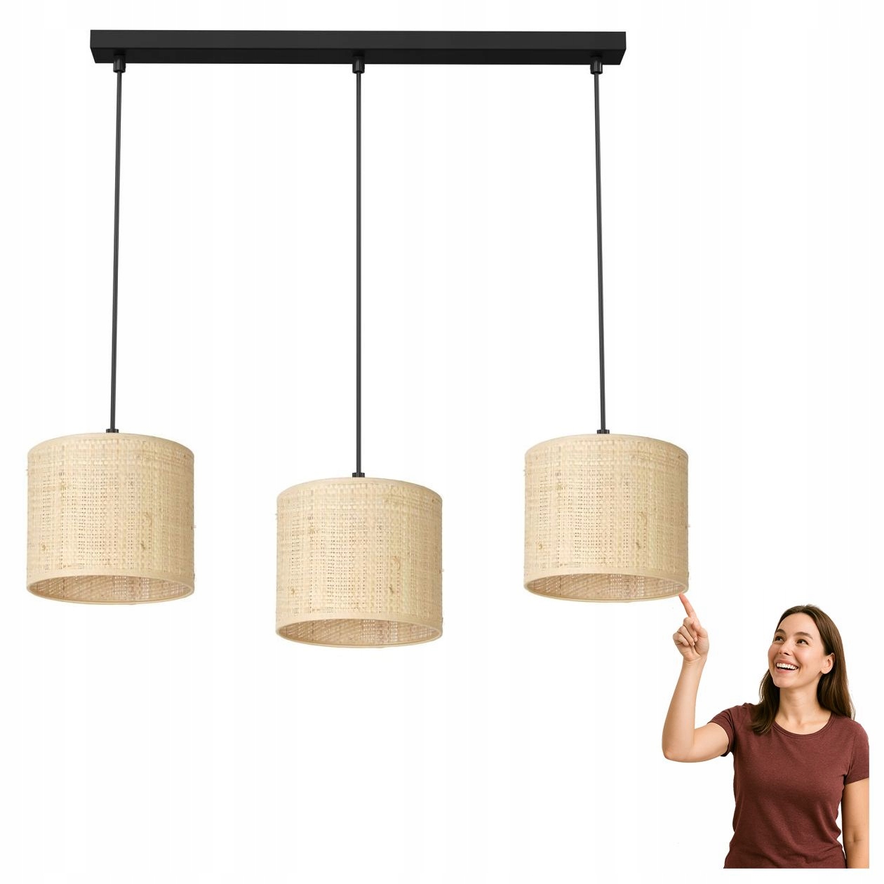 Trojitá závesná lampa na lište Rattan 5281 Luminex