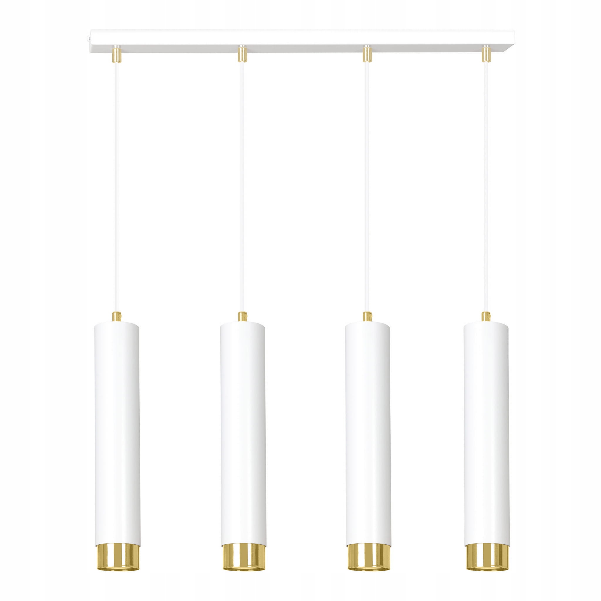 Lampa wisząca biała złota nad stół wyspę blat do jadalni 4 pkt 60 cm Emibig