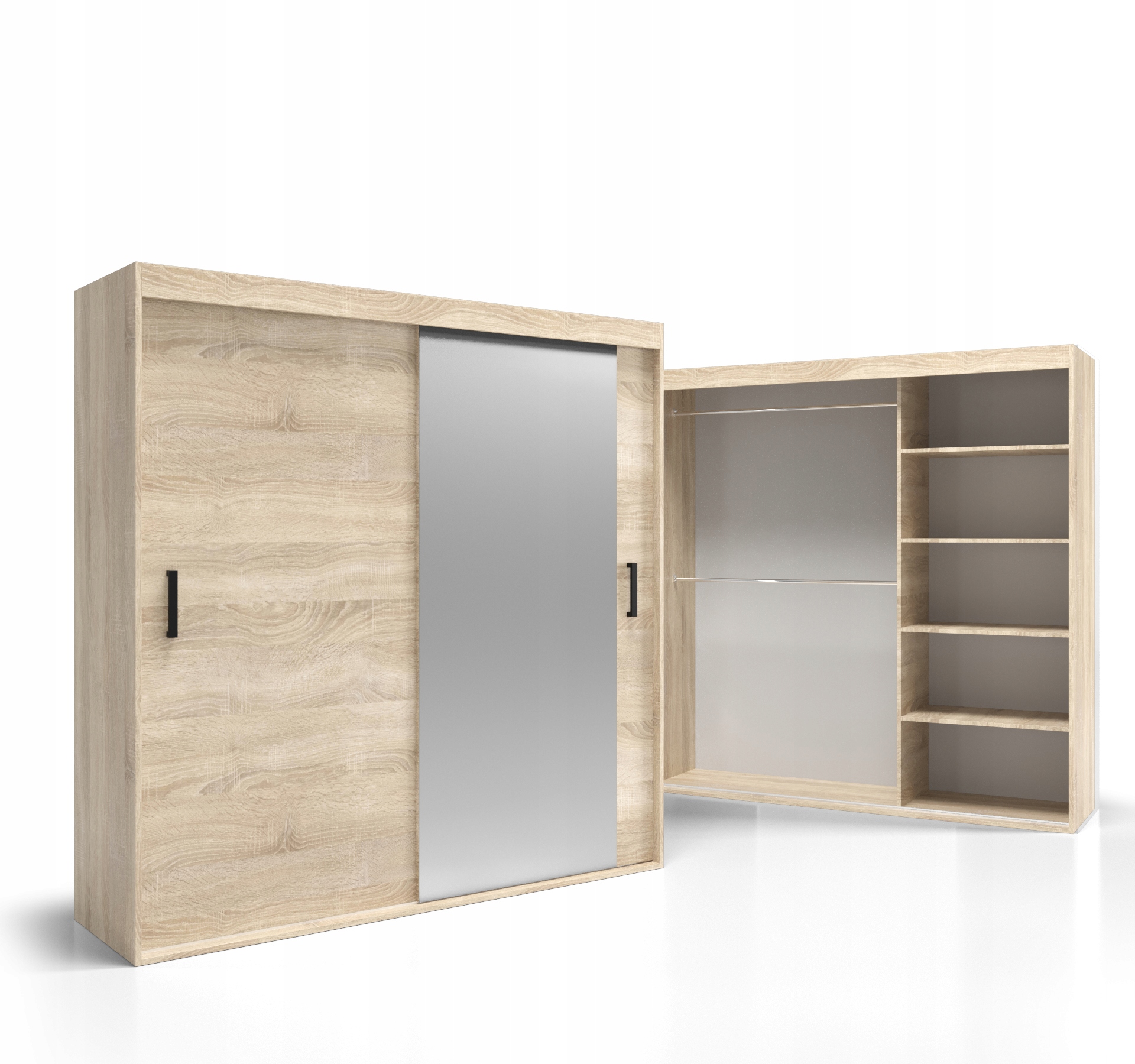 Skříň Šatní skříň Posuvné dveře 200x225 Deska 18 mm Zrcadlo VSZ40 O-sofa