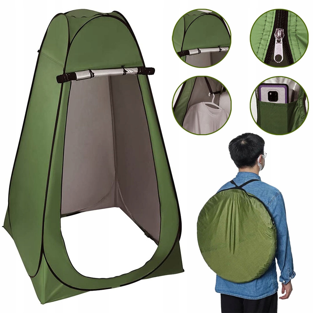 Namiot Turystyczny Bedee 150x150x190 Cm Lekki Z Linką Na Ubrania Army Green