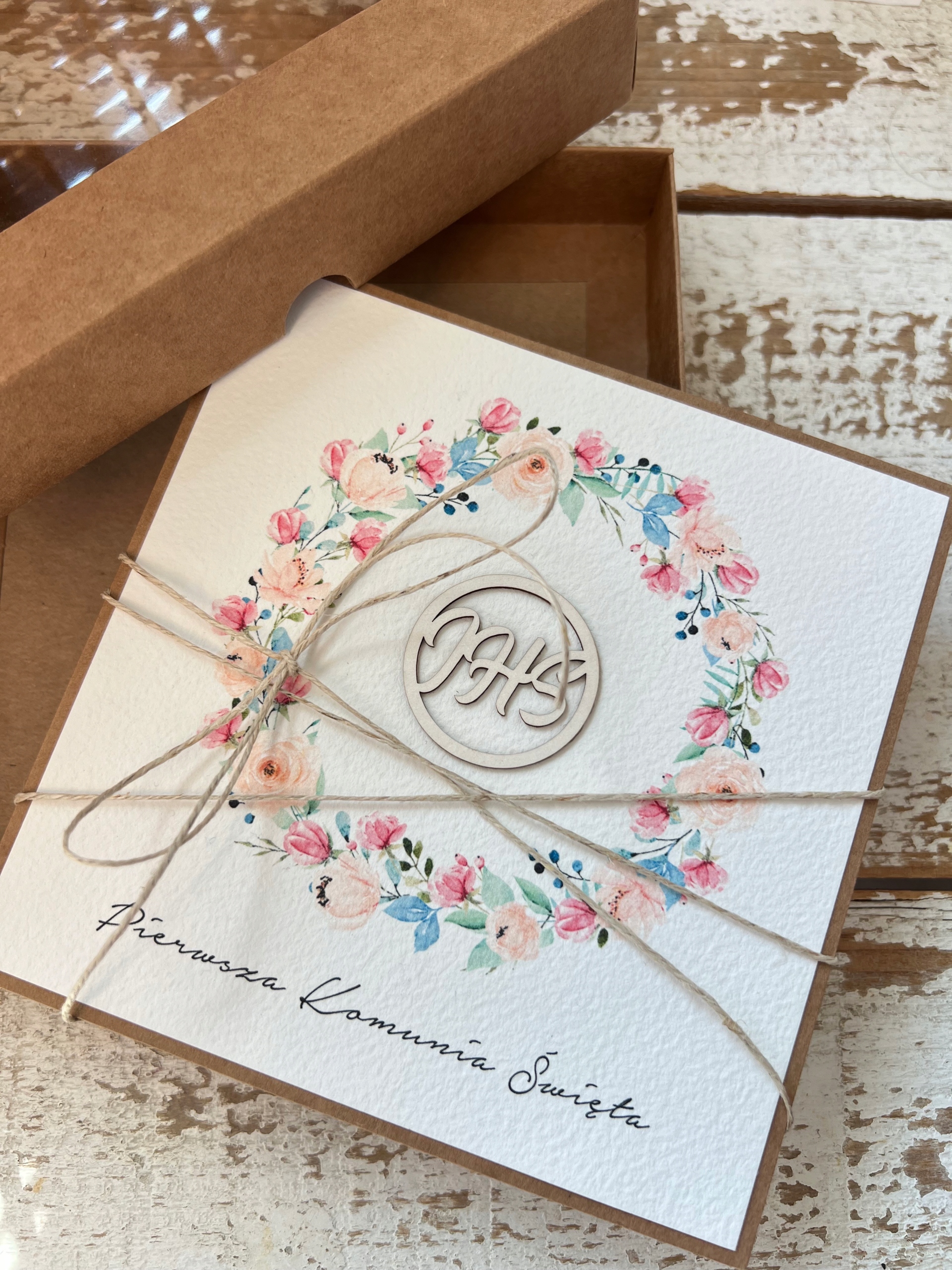 Ručně vyráběná pohlednice na svaté přijímání Památka přijímání