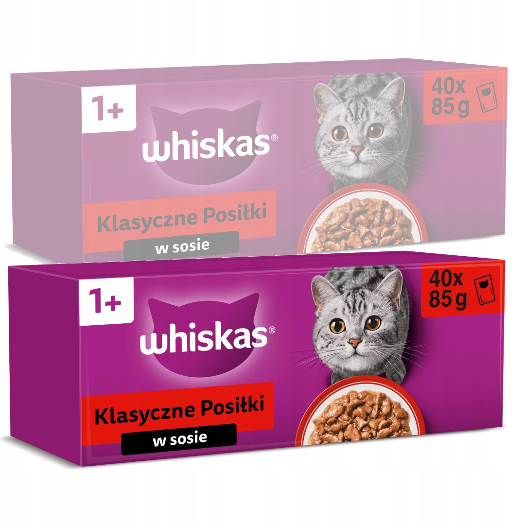 Whiskas Adult Klasické jídlo 80x85g Mokré Krmivo Pro Kočky 4 příchutě v omáčce