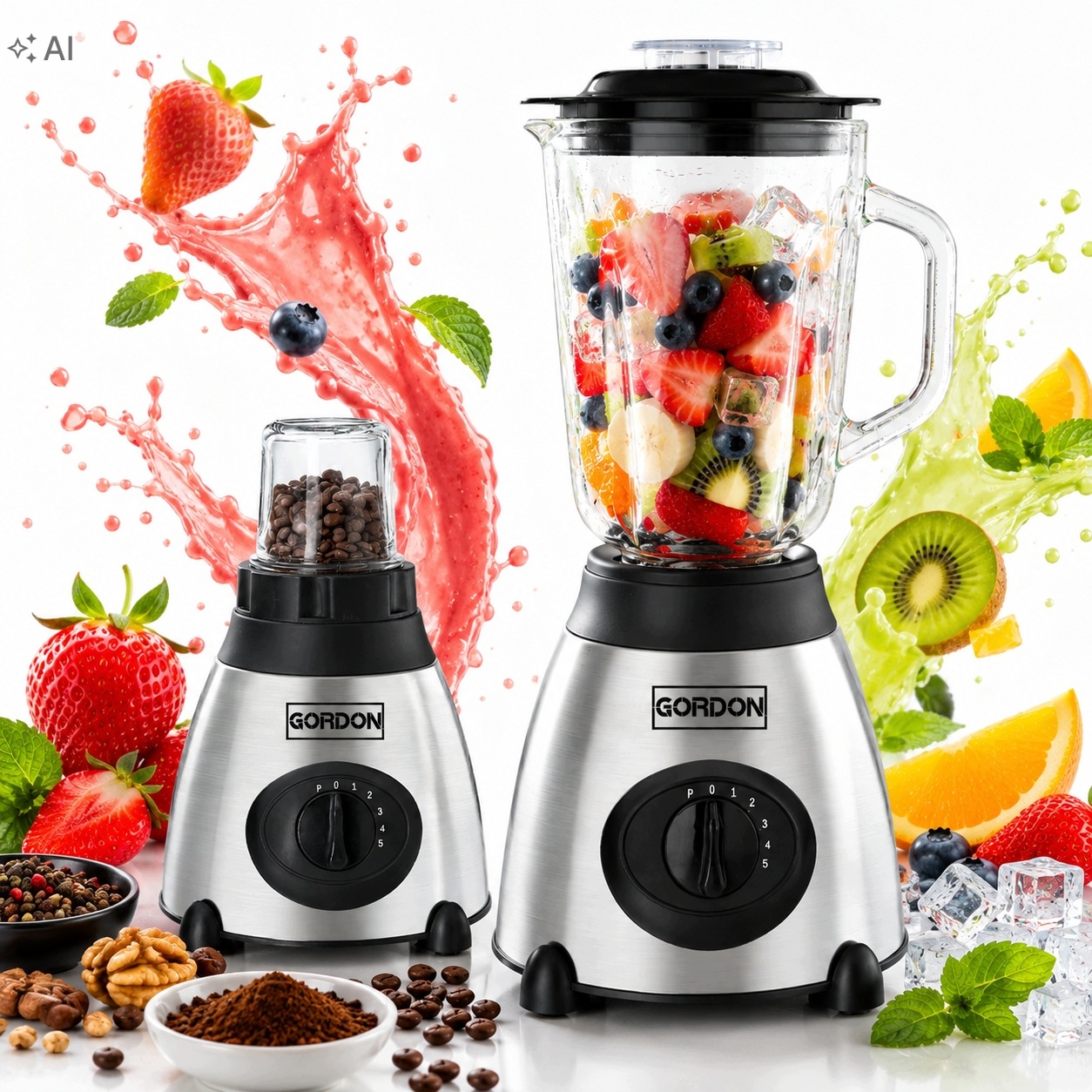 Stolní Mixér Se Skleněnou Nádobou Na Koktejly Smoothie Mixér Výkonný 2200 W