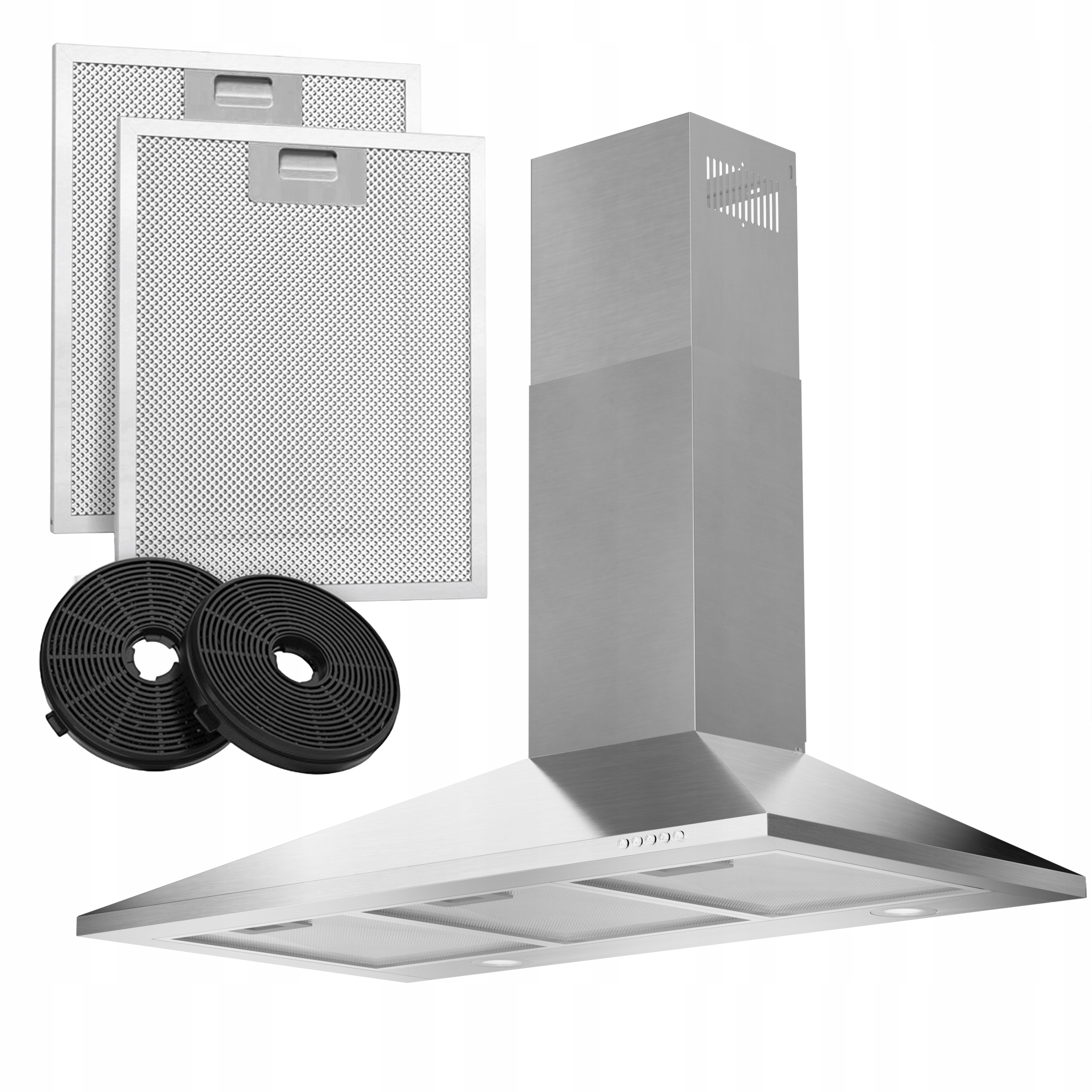 Okap Kominowy 90cm Kuchenny 560 m3 /h Pochłaniacz Led Przyścienny Inox