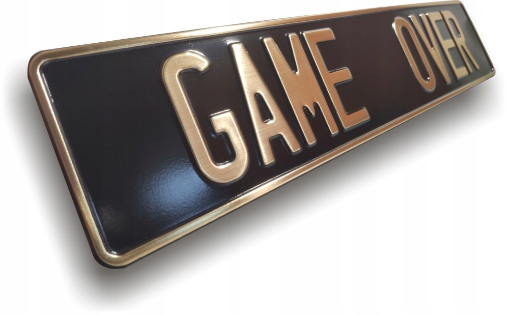 

Gotowa tablica tłoczona czarna Game Over złoty
