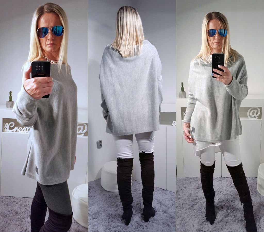 

Sweterek Oversize Tunika Sweter Wool Odkryte Ramię