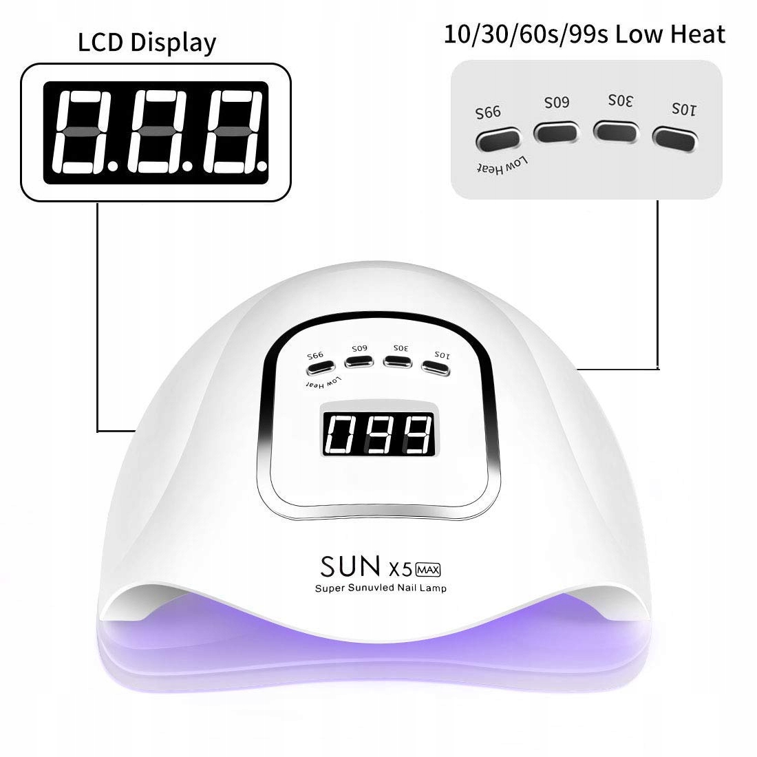 TIMPOU Lampa UV LED Do Paznokci Żelowych 150W Z Sensorem LCD Timerem — miniatura 4