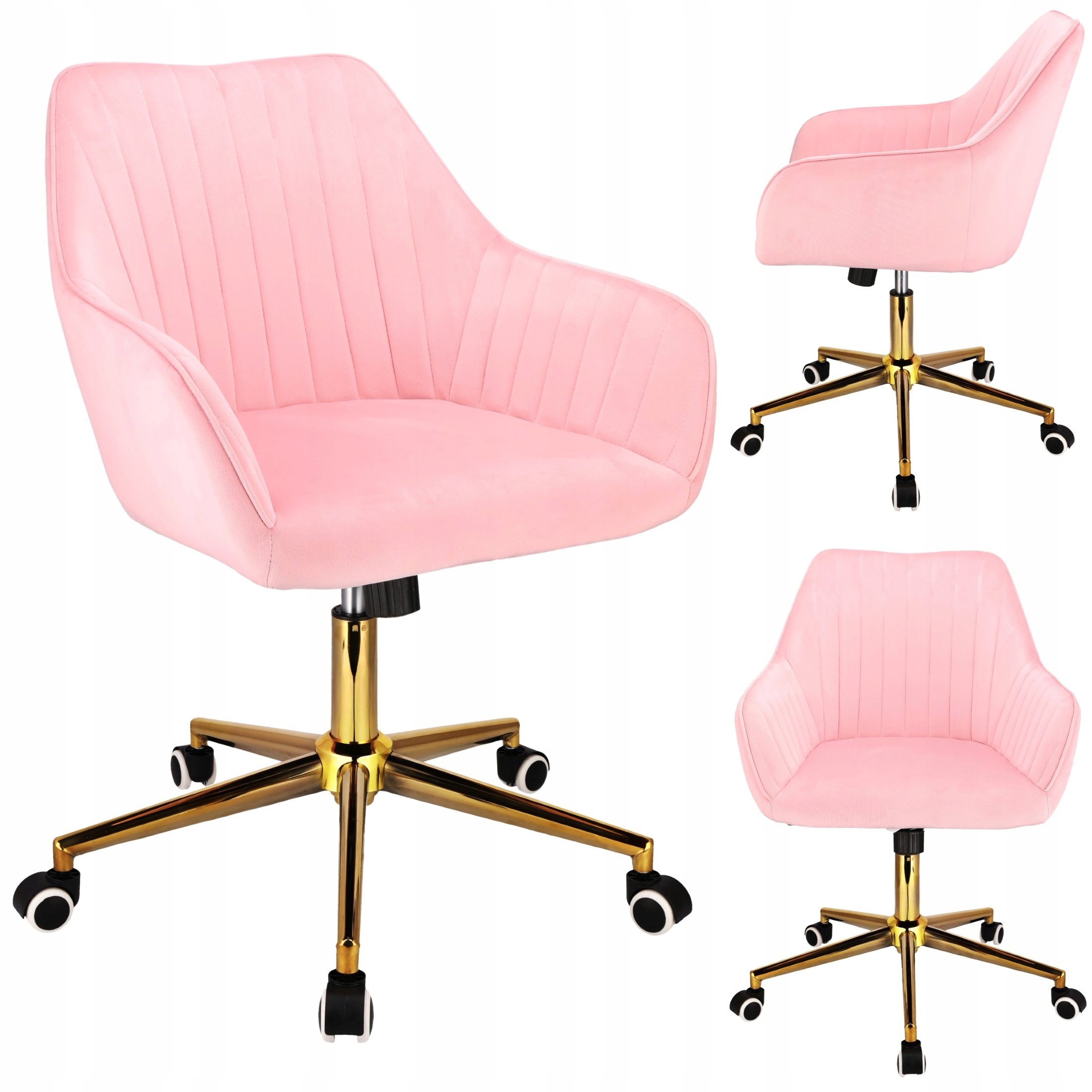Elegantná otočná kancelárska stolička Corum, ružová, JUMIhome