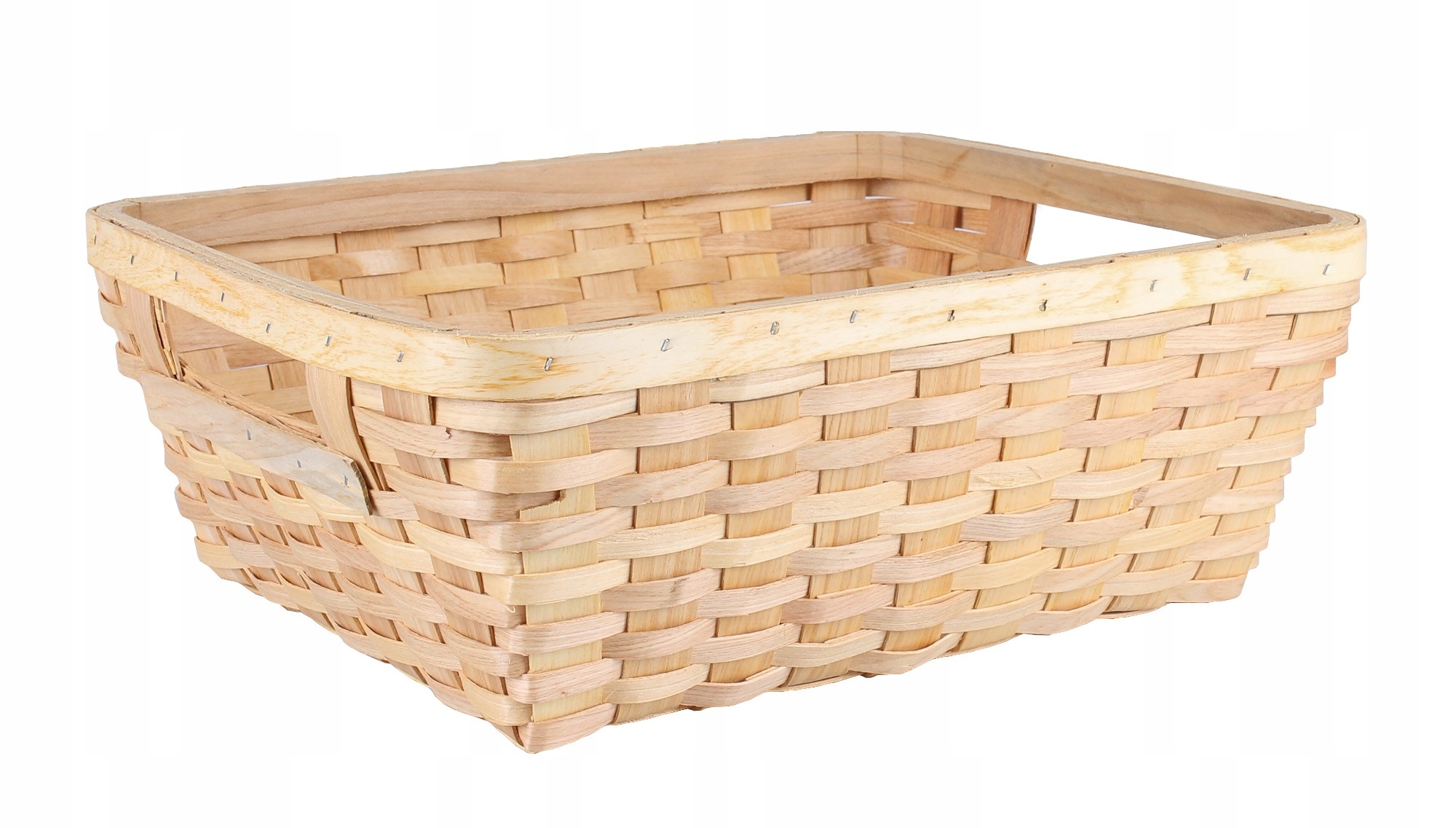 PROSTOKĄTNY KOSZYK Z ŁUBY Z UCHWYTAMI 39x32x15,5cm