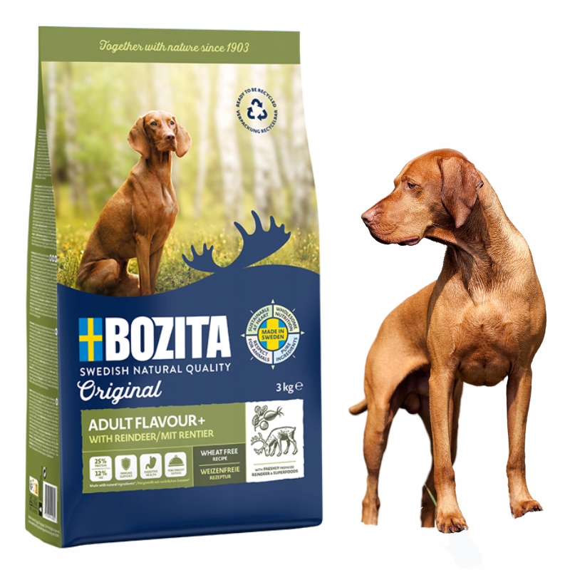 Levně Suché krmivo pro Psy s příchutí Sob Bozita adult Flavour+ se Sobem 12kg