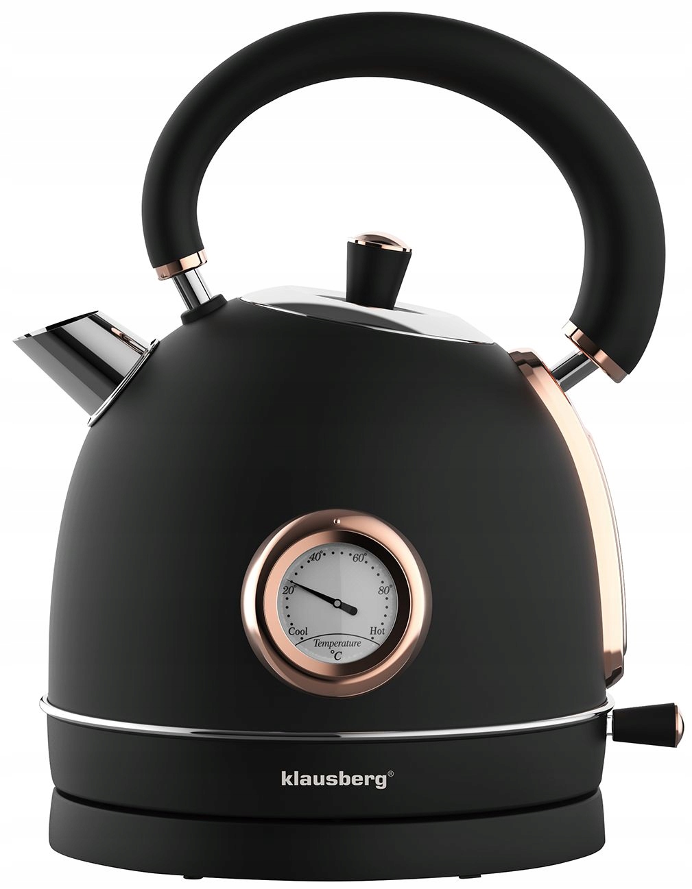 Elektrická varná konvice 1.8 l s teploměrem Retro Klausberg KB-7905 2200W Černá