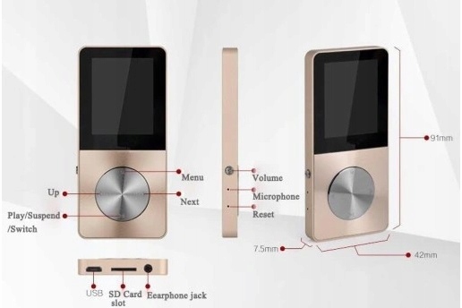 Odtwarzacz MP3 T1 Ebook 16GB Różowy NOWY MODEL Wbudowana pamięć 16 GB