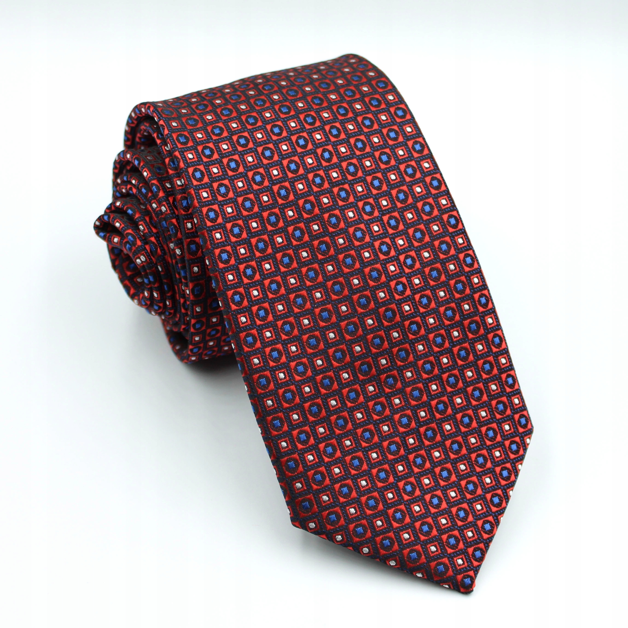 KRAWAT ŻAKARDOWY ELEGANCKI BORDOWY WZOREK