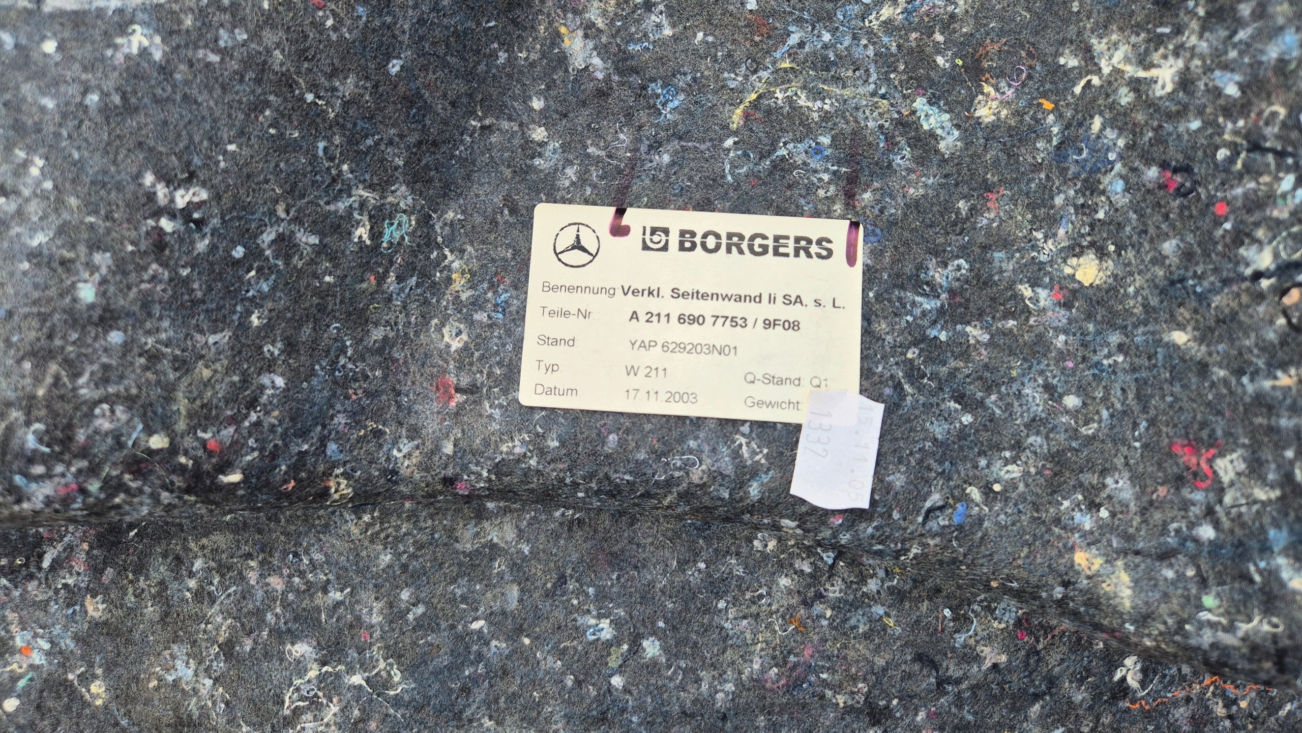 cover upholstery boot left Mercedes E W211 2116907753 original!!
