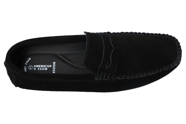 AMERICAN CLUB CY116 PÓŁBUTY SKÓRZANE MOKASYNY BUTY MĘSKIE WSUWANE CZARNE 42 Długość wkładki 28.6 cm