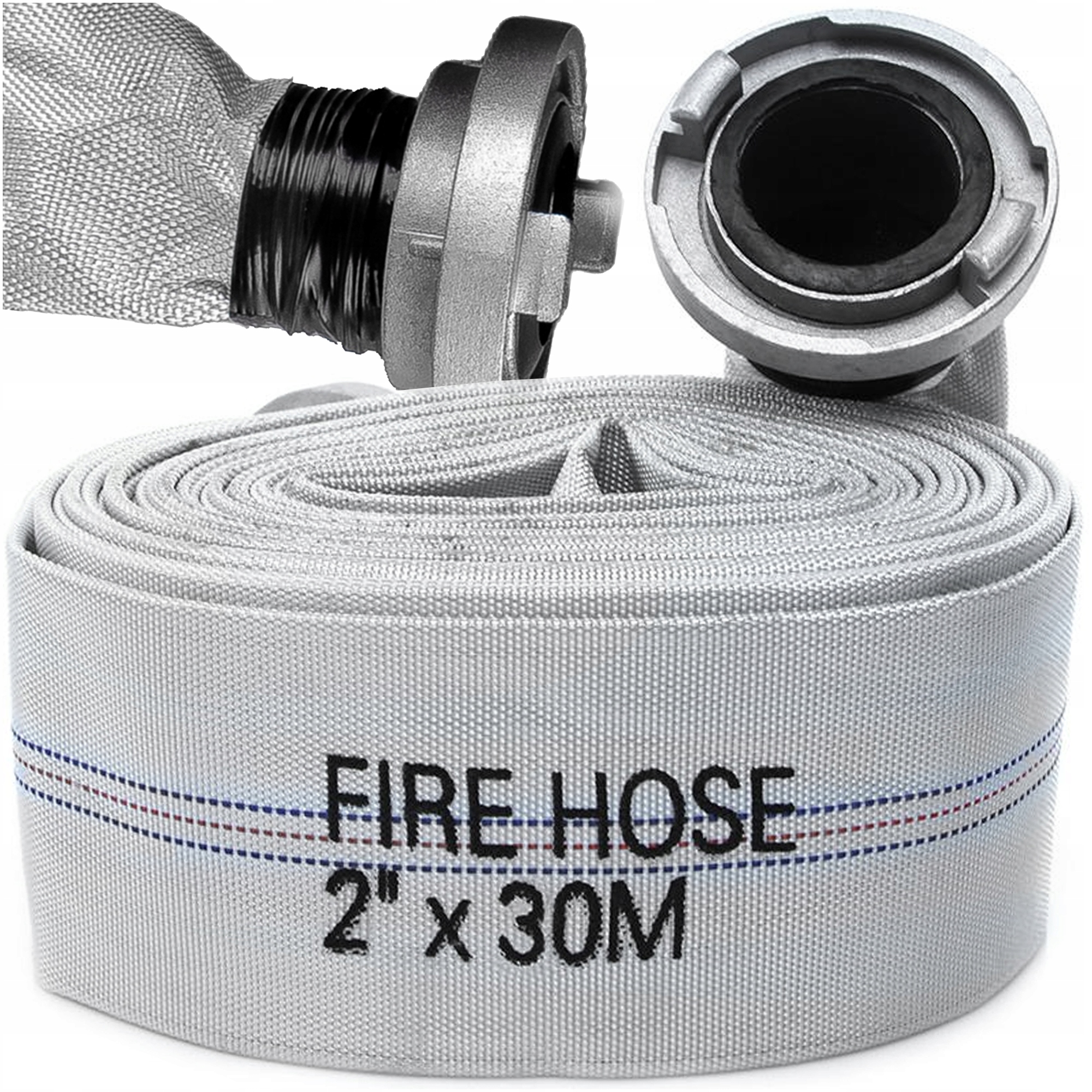 Wąż Strażacki Do Pompy Biały Fast-fix Mocny Długi Do Wody Szamba 2" 30M