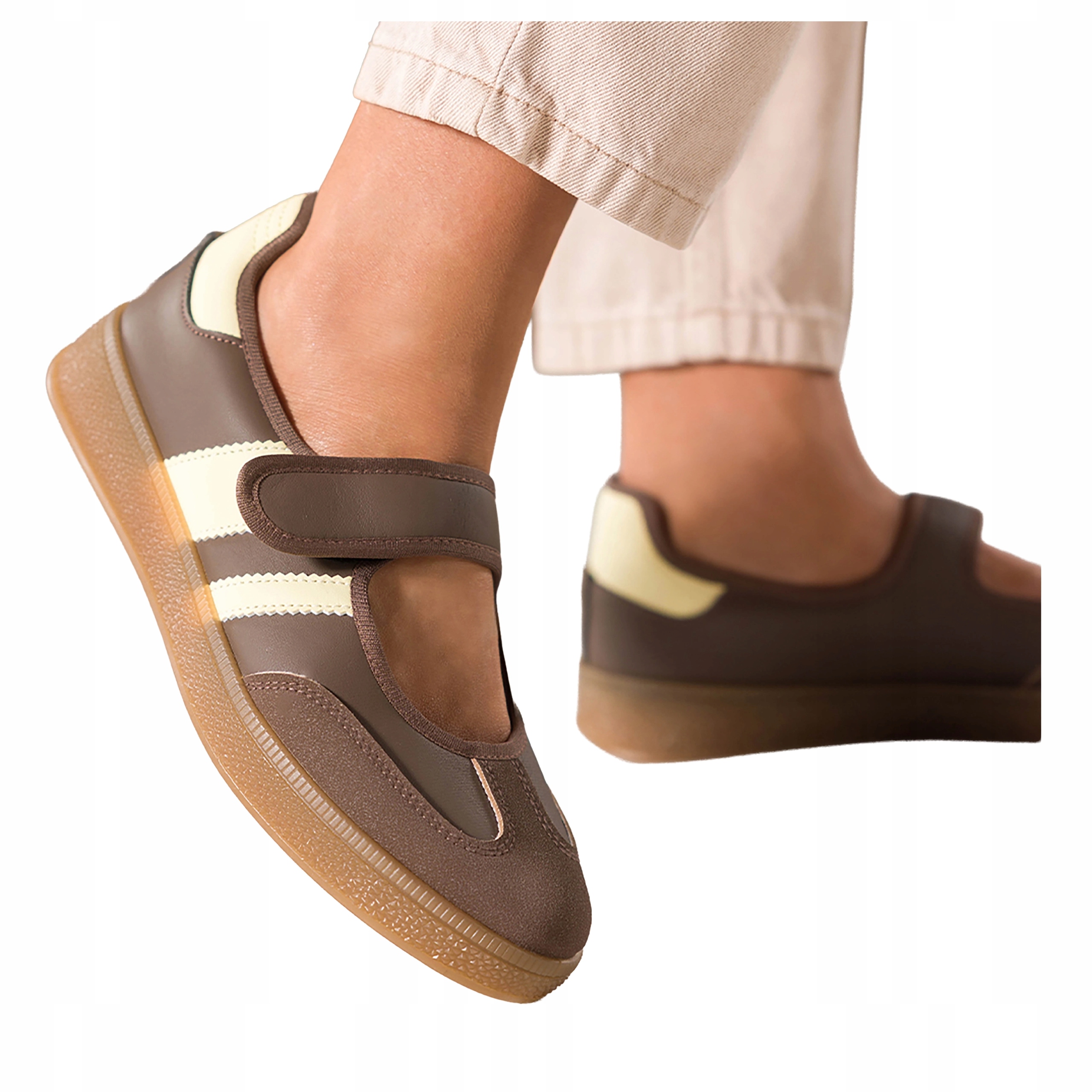 Čokoládové Baleríny Dámské Pohodlné Na Suchý Zip Ploché Módní Sportovní vel. 36