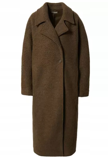 Leger Khaki Klasický Vlněný Kabát S Límcem 38 K2E