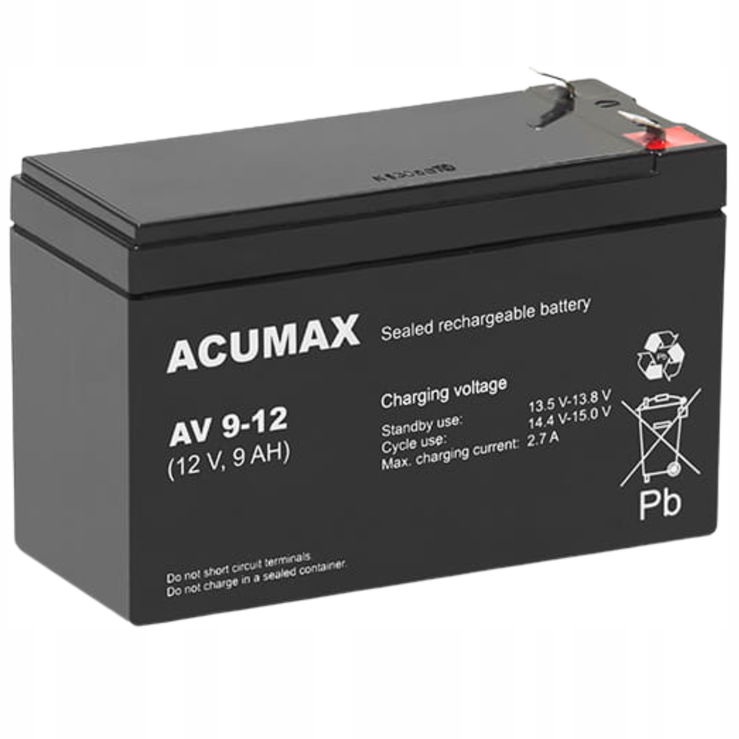 Akumulátor Agm baterie Acumax 12V 9Ah Av 9-12 Vrla olověná