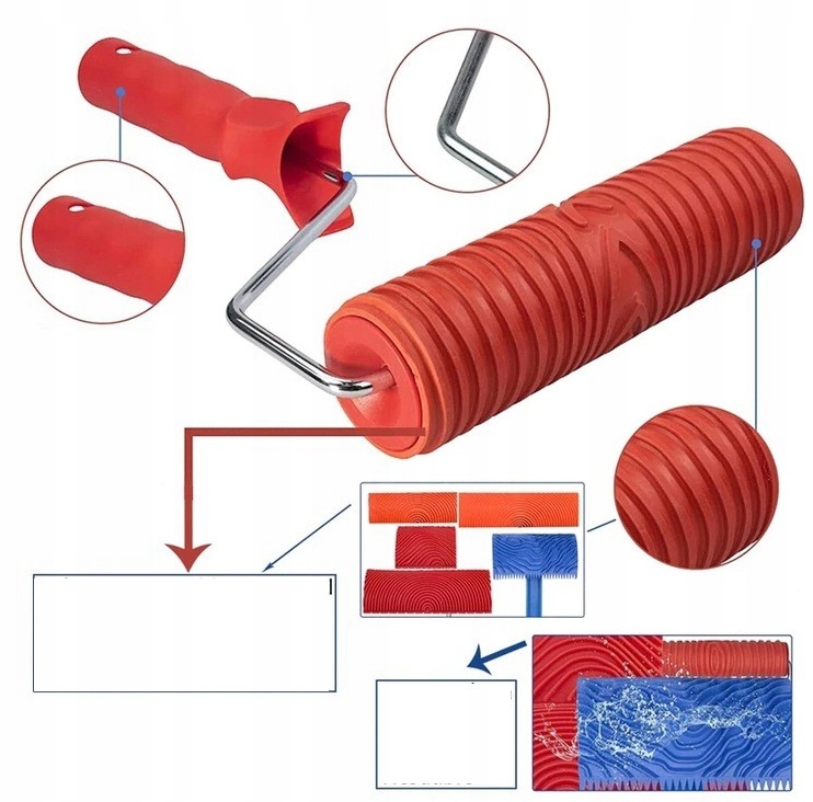 Stemple Wałek wyciskanie imitacji drewna 6 szt Marka bez marki