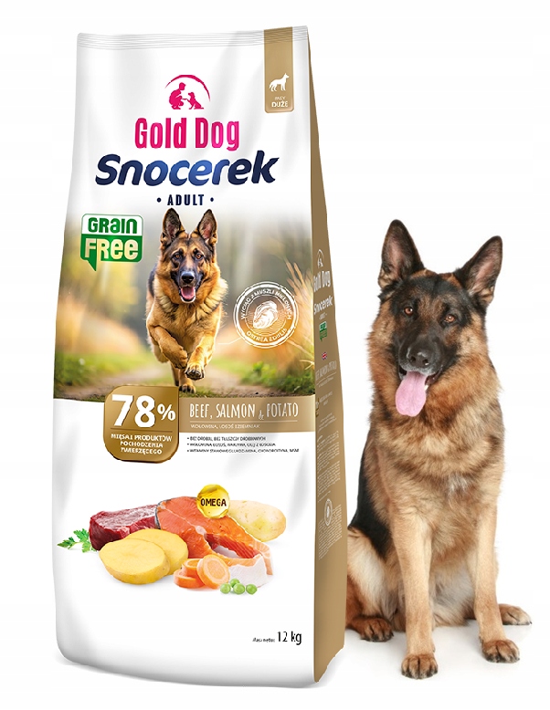Levně Krmivo pro ovčáka bez obilovin Gold Dog Snocerek 12 kg hovězí maso bez drůbeže