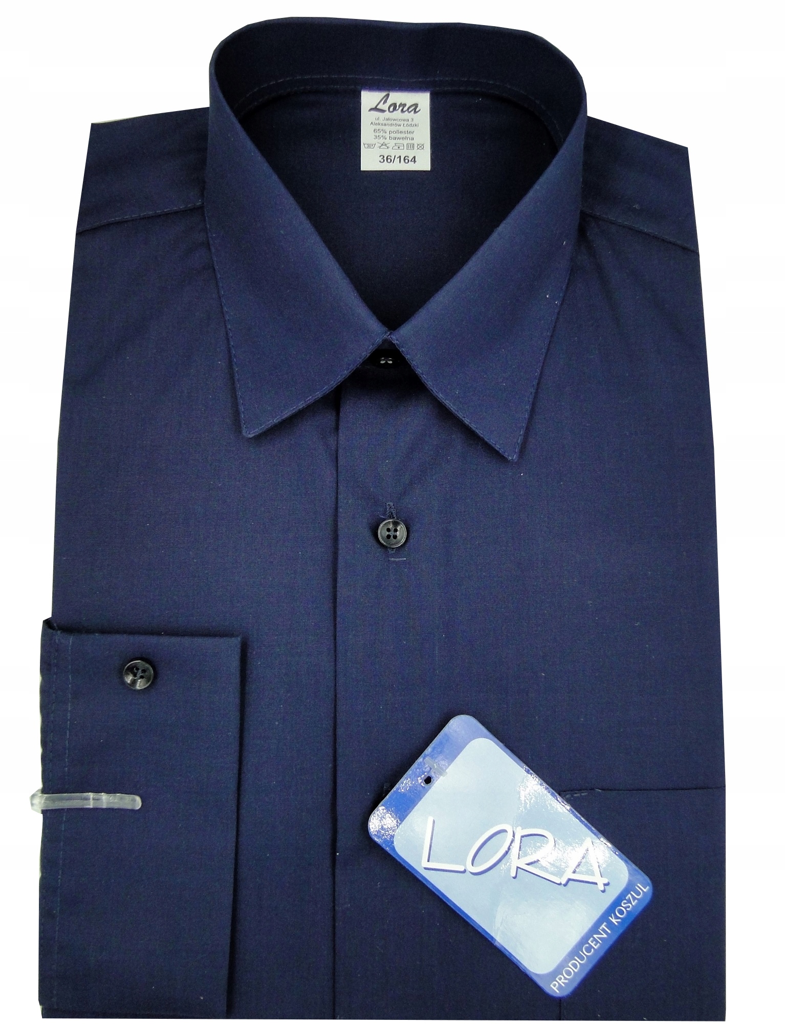 Koszula chłopięca wizytowa granatowa długi rękaw 134