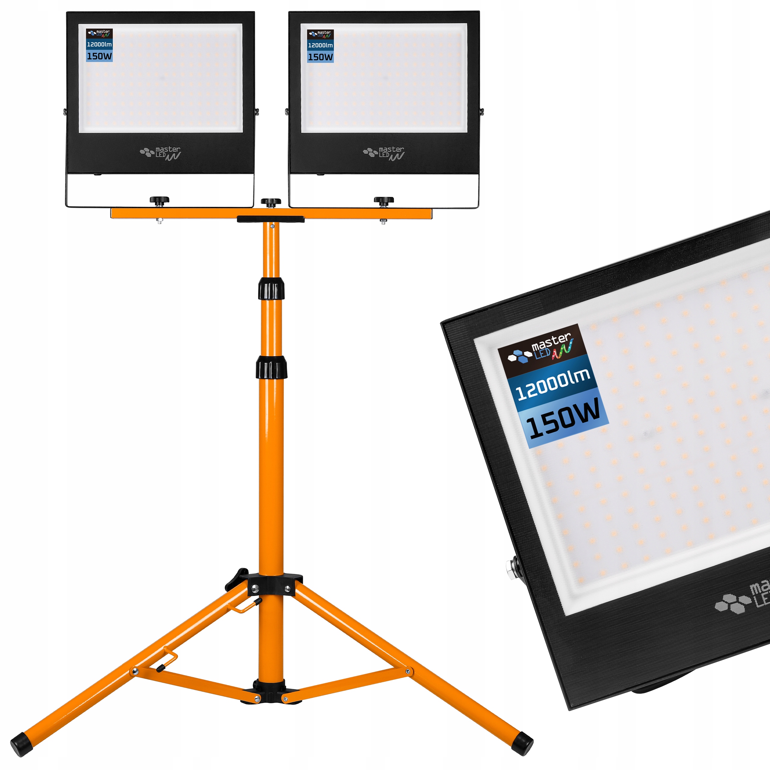 Set Halogen Led reflektor Stativ 2x150W 4500K stavební pracovní lampa