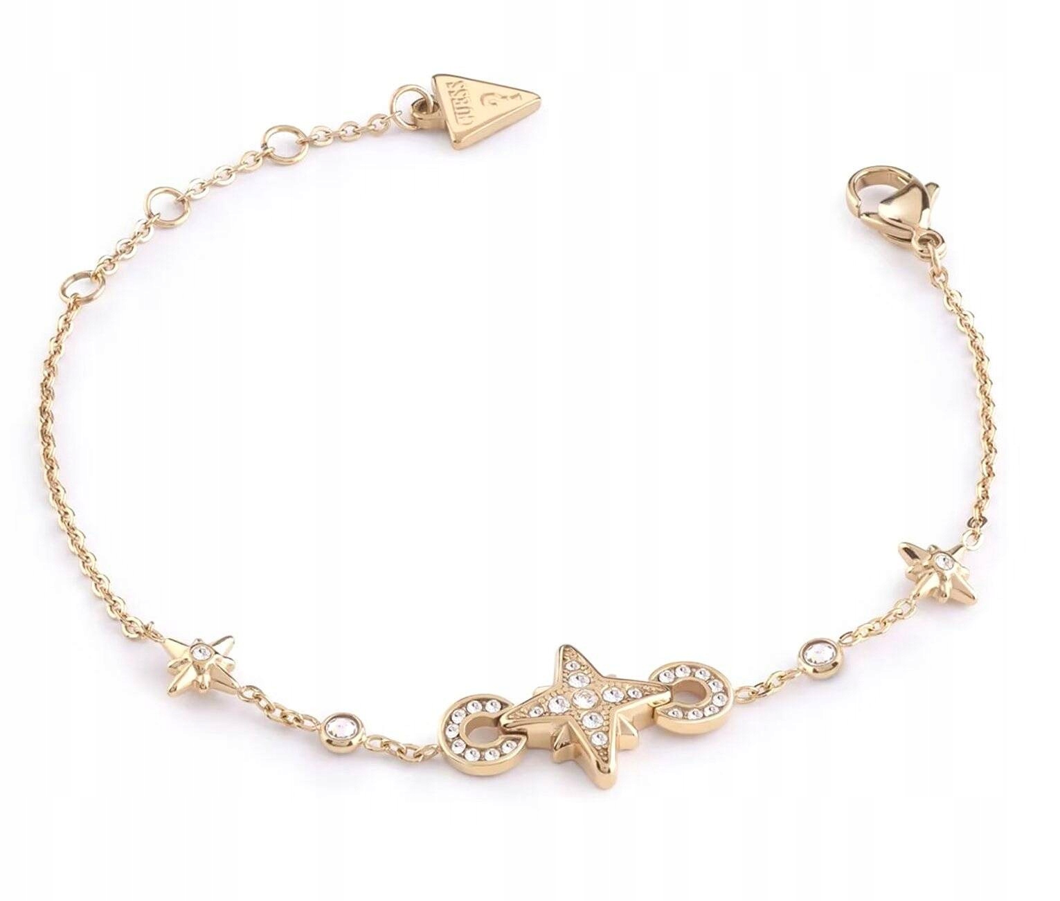 Zlatý ocelový náramek Guess In The Sky hvězdičky Zirkony JUBB03330JWYGS