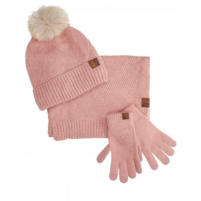 Teplá růžová dámská sada čepice, šála, rukavice Pepe moll 252852
